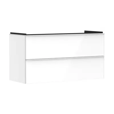 รูปภาพสำหรับ Xelu Q Vanity unit High Gloss White 1180/475 with 2 drawers for washbasin