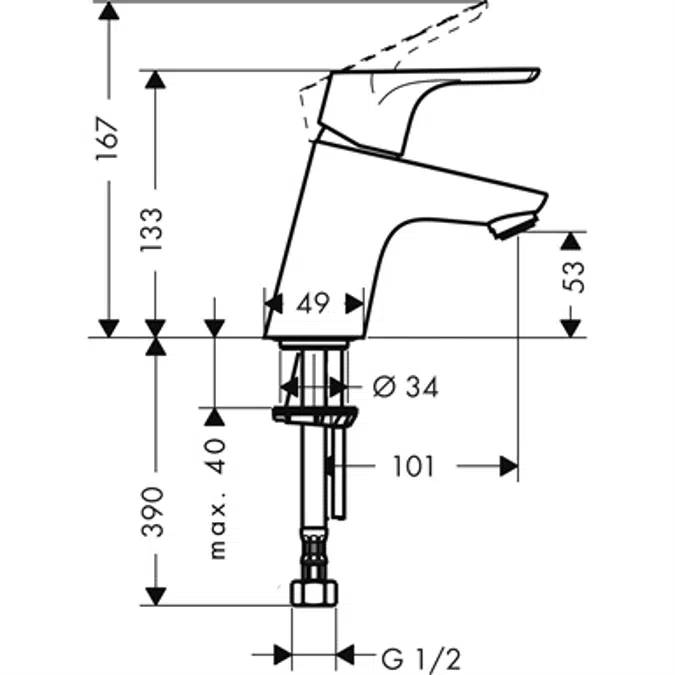 Focus Single lever basin mixer with pop-up waste set