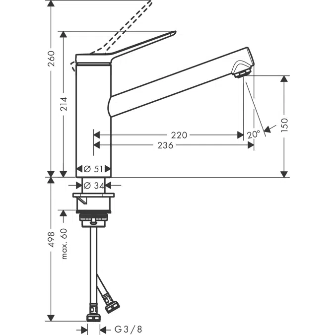 Zesis M33 Single lever kitchen mixer 150, 1jet