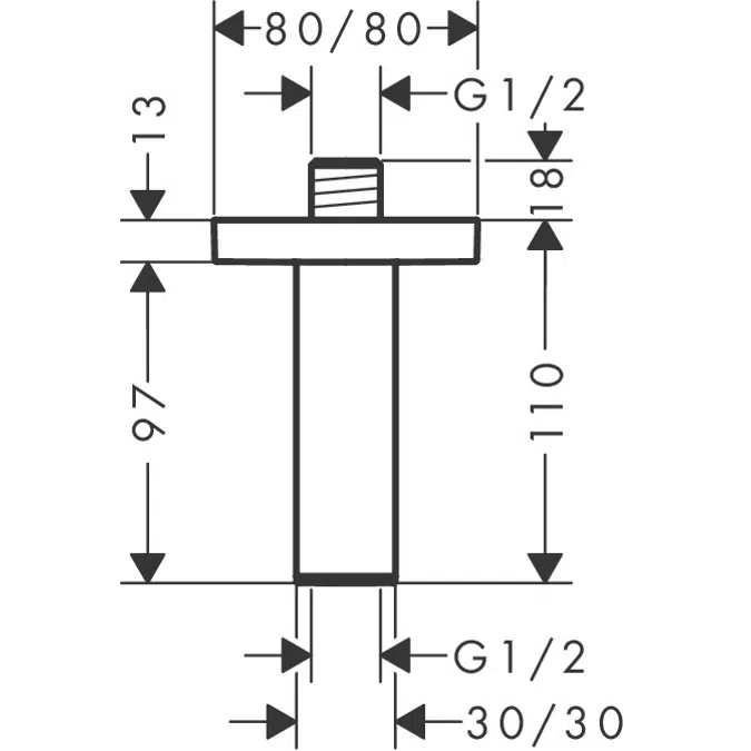 24338CHN hansgrohe Ceiling connector E 10 cm