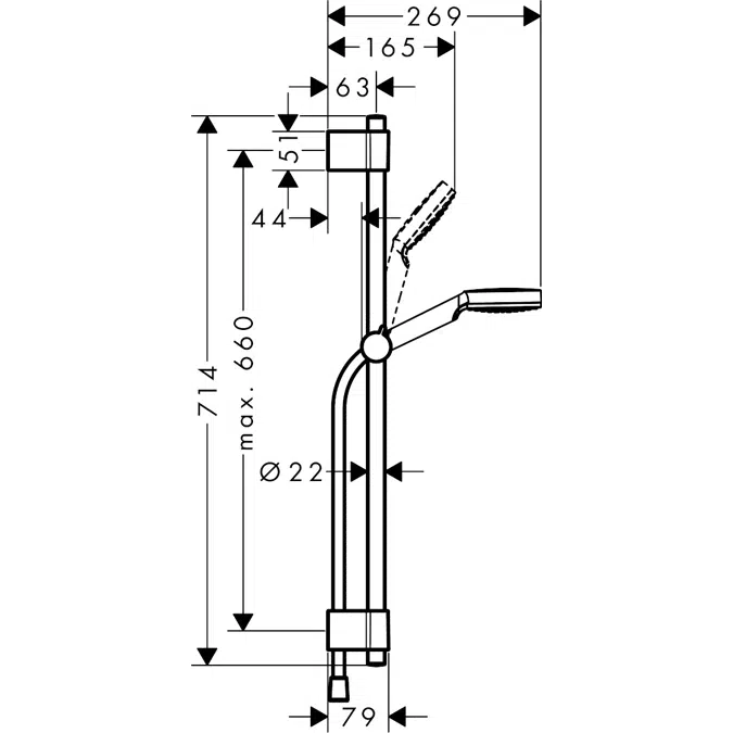 Crometta Shower set Vario with shower bar 72 cm