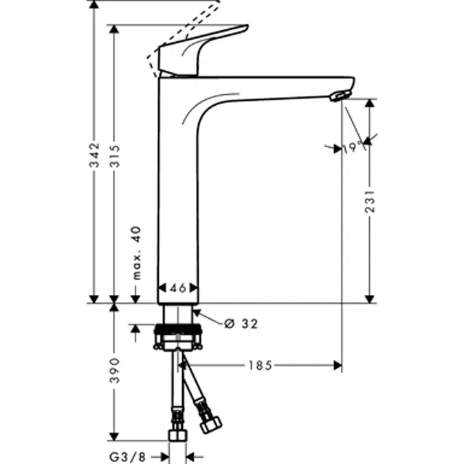 Focus Single lever basin mixer 230 without waste set