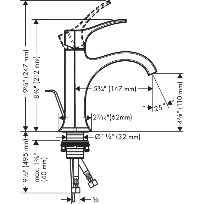 Locarno Single lever basin mixer 110 with lever handle and pop-up waste set