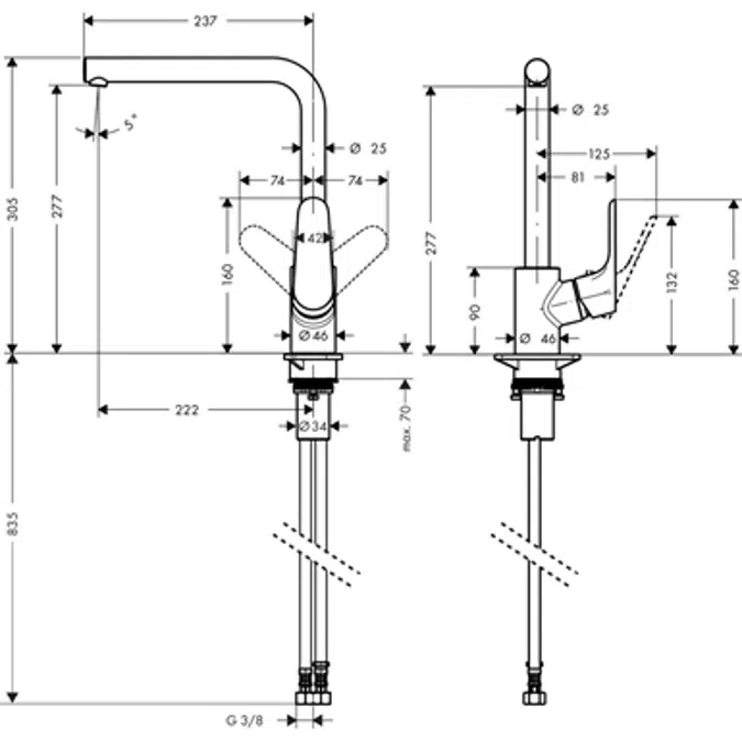 Focus Single lever kitchen mixer 280 with swivel spout