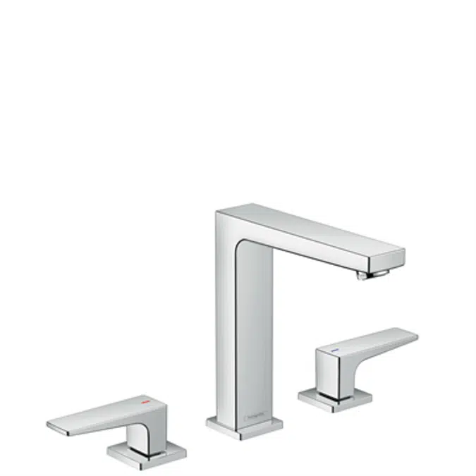 Metropol 3-hole basin mixer 160 with lever handles and push-open waste set