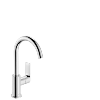 Rebris E Single lever basin mixer 210 with swivel spout and pop-up waste set