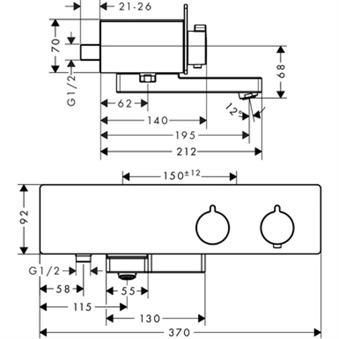 ShowerTablet Wannenthermostat 350 Aufputz 13107400