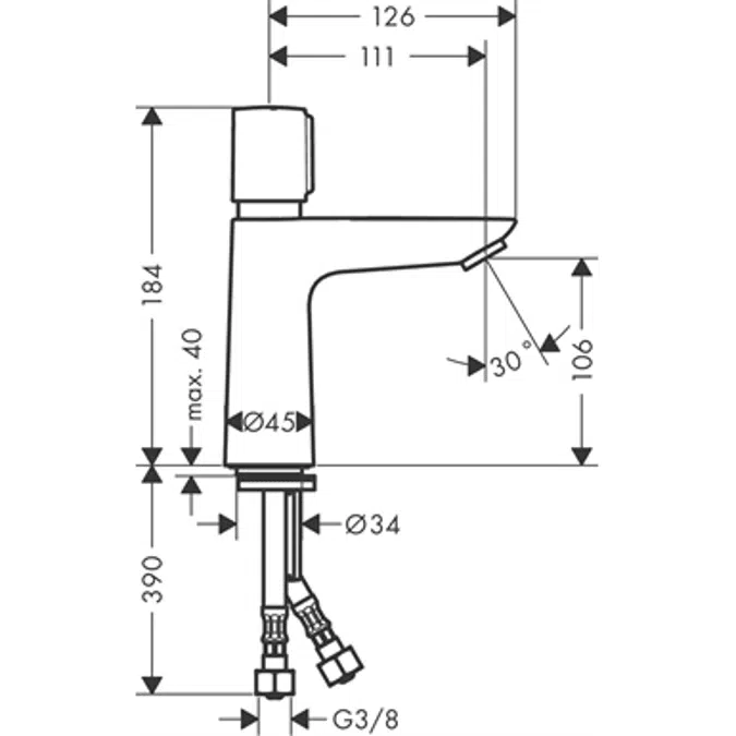 Talis E Self-closing basin mixer with temperature control