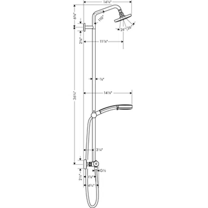 Croma Showerpipe 150 1jet Green 2 GPM with thermostat