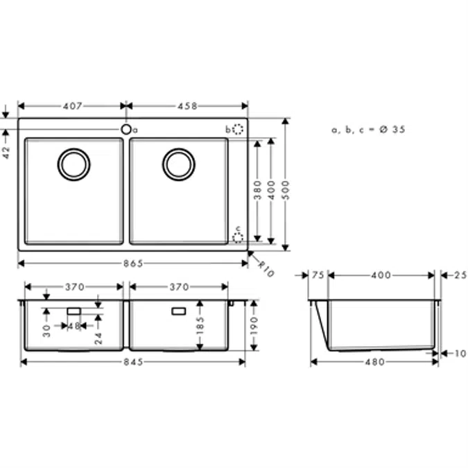 Built-in sink 370/370