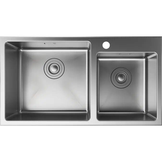 Built-in sink 410/290 1-hole incl. manual drain kit