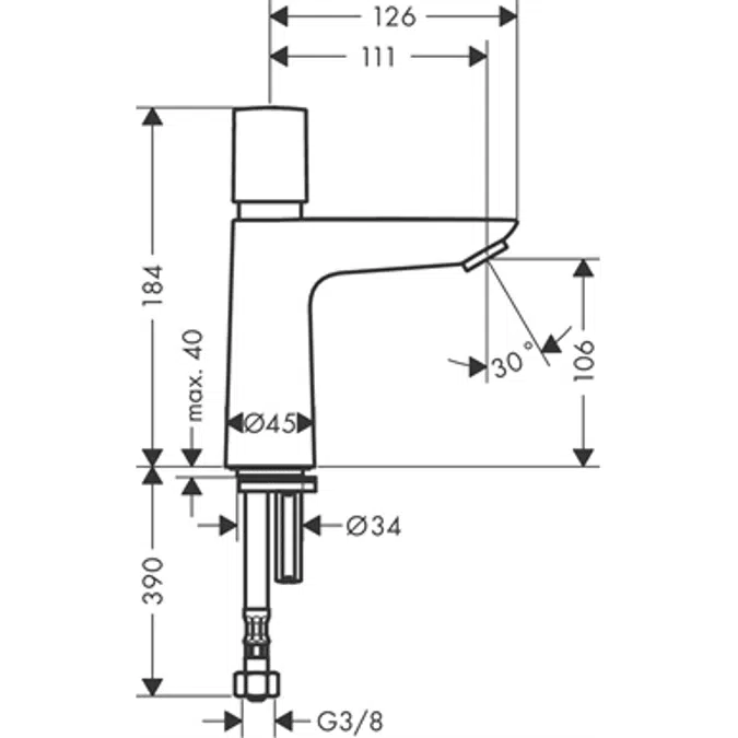 Talis E Self-closing pillar tap for cold water