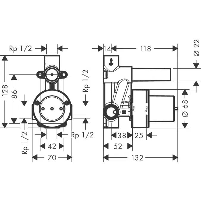 Hansgrohe Basic set for single lever bath mixer for concealed installation