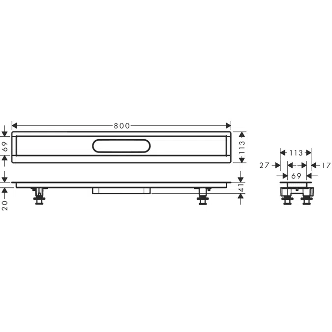 56012180 uBox universal Installationsset 80 cm für befliesbare Duschrinnen in Estrich eingelassen