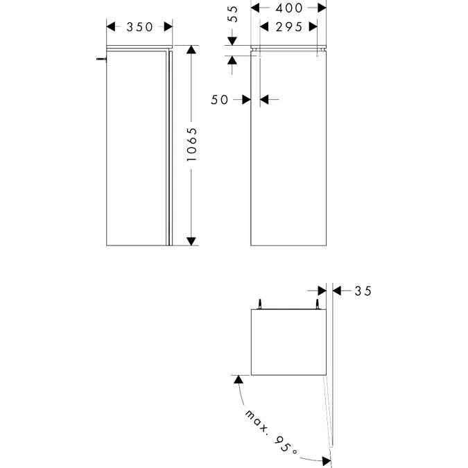 54284XXX Xilesa E Mid-height cabinet 400/350, door hinge right