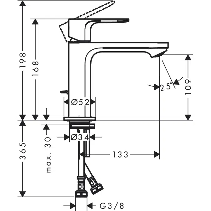 Rebris E Single lever basin mixer 110 with pop-up waste set