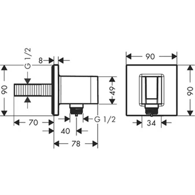 FixFit Wall outlet Square with shower holder