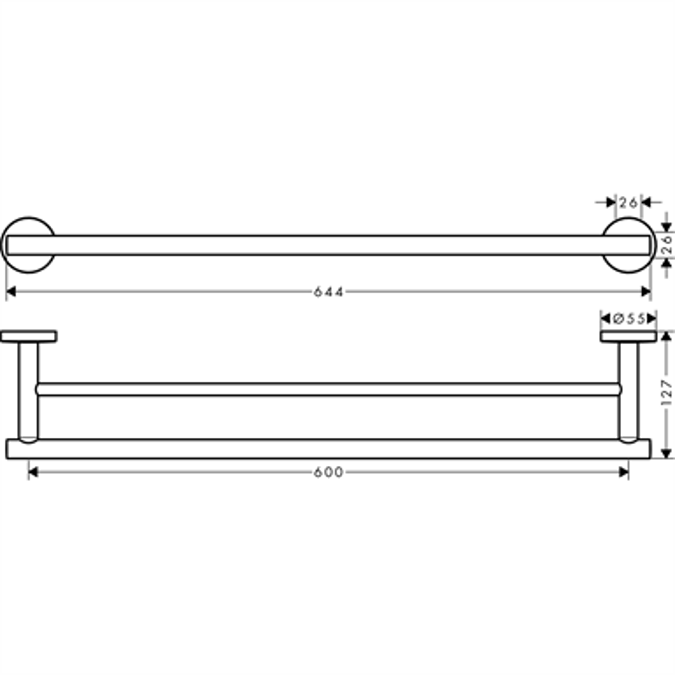 Logis Universal Double bath towel rail