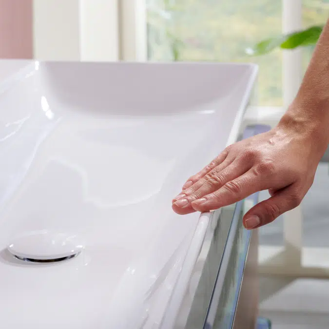 61026XXX Xelu Q Washbasin with shelf right 800/480 without tap hole and overflow, SmartClean
