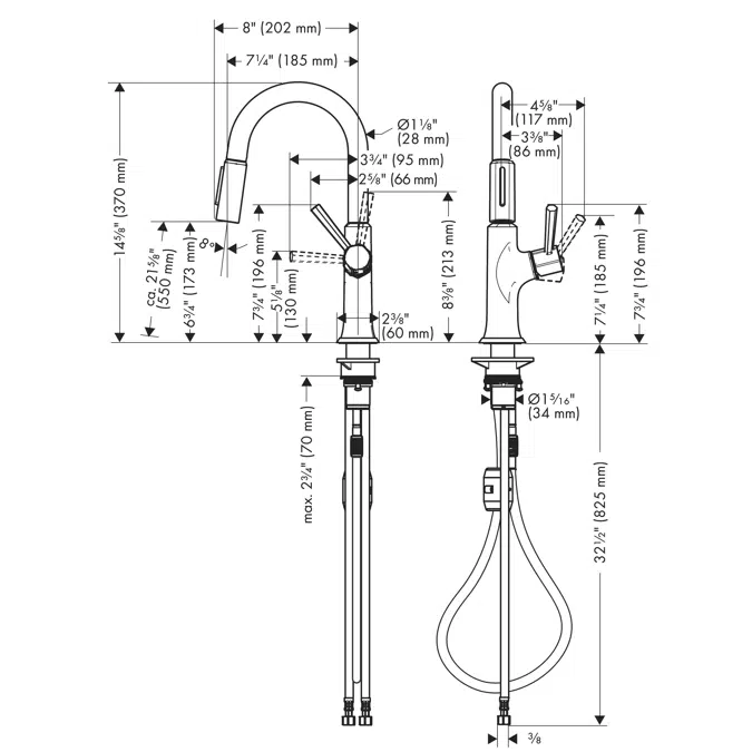Locarno Single lever kitchen mixer 200, pull-out spray, 2jet