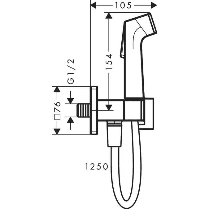 29231XXX hansgrohe Bidette hand shower 1jet E EcoSmart+ for cold water with shower holder and hose 125 cm