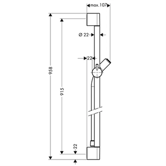 Unica Shower bar C 90 cm with shower hose