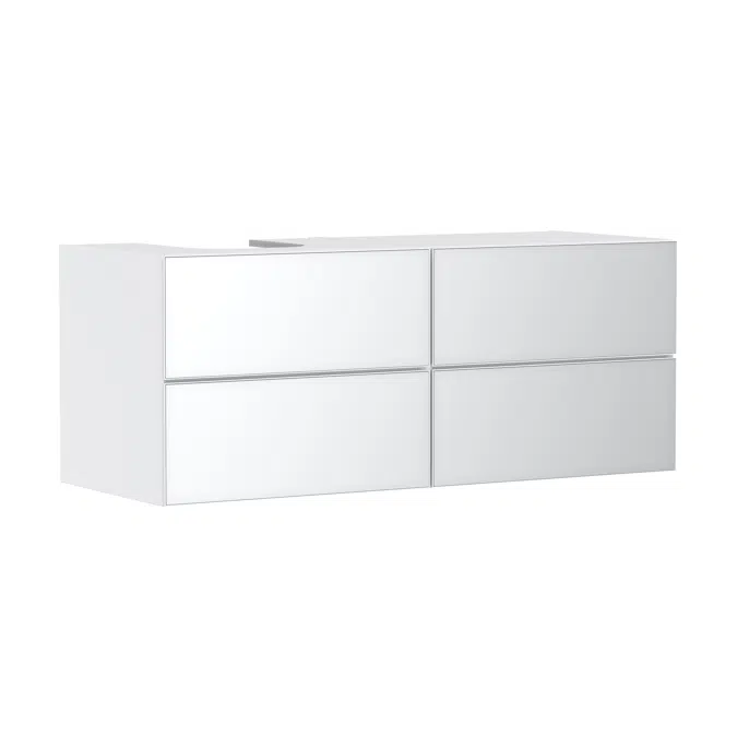 Xevolos E Vanity unit Matt White 1370/550 with 4 drawers for consoles with countertop basin ground left