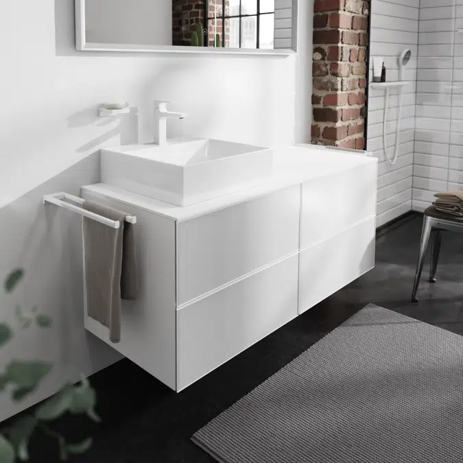 54236XXX Xevolos E Vanity unit Matt White 1370/550 with 4 drawers for console with cutout left