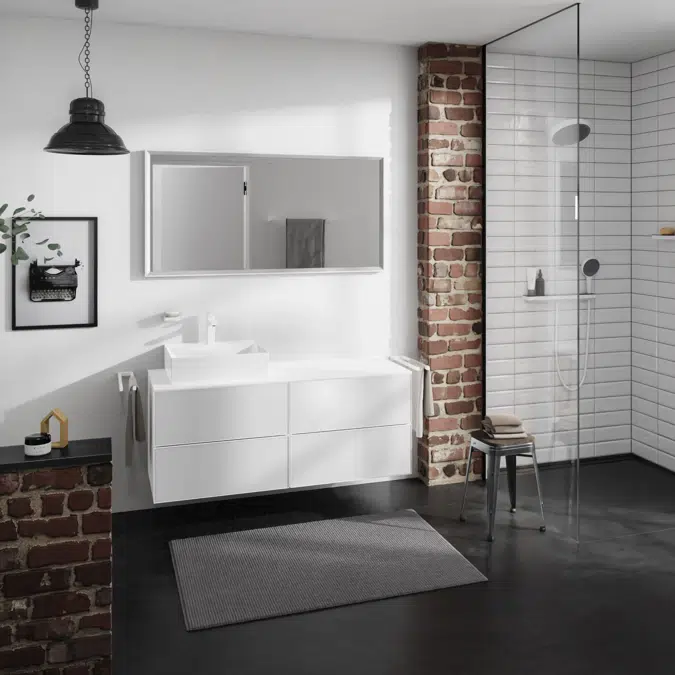 54236XXX Xevolos E Vanity unit Matt White 1370/550 with 4 drawers for console with cutout left