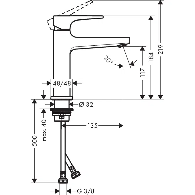 Metropol Single lever basin mixer 110 CoolStart with lever handle and push-open waste set DZR