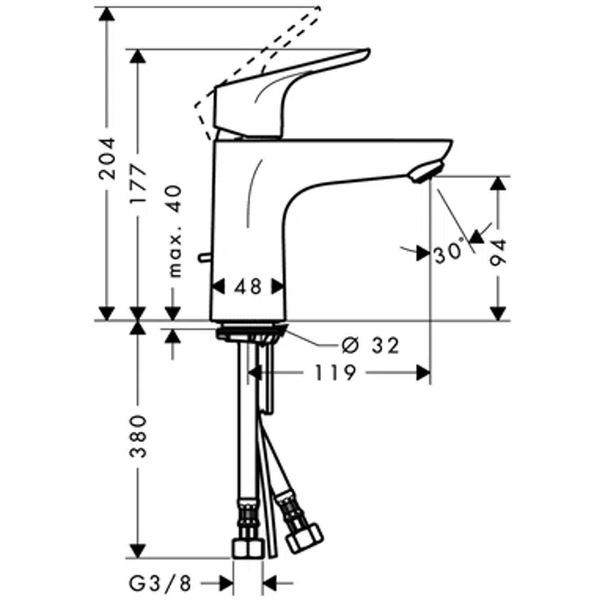 Focus Single lever basin mixer 100 with pop-up waste set