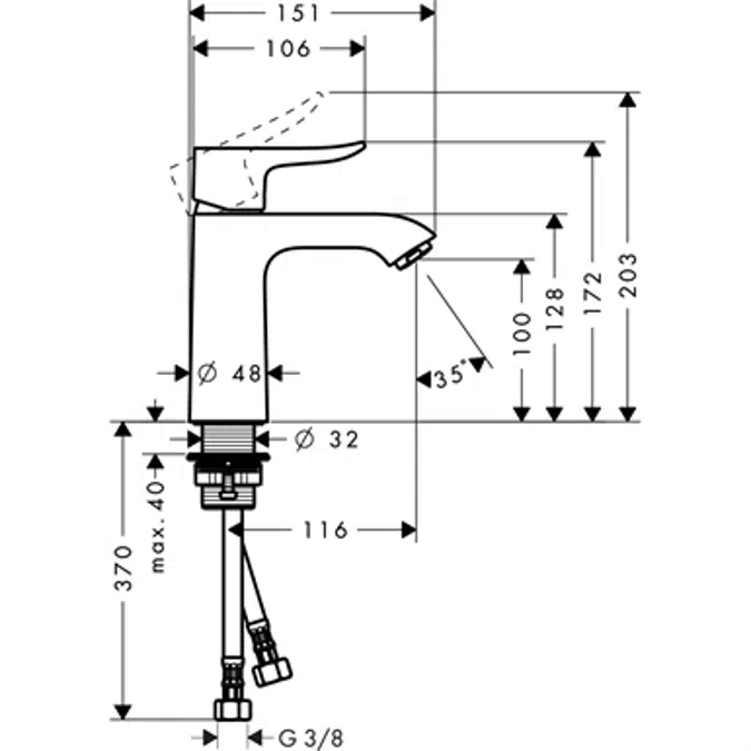 Metris Single lever basin mixer 110 without waste set