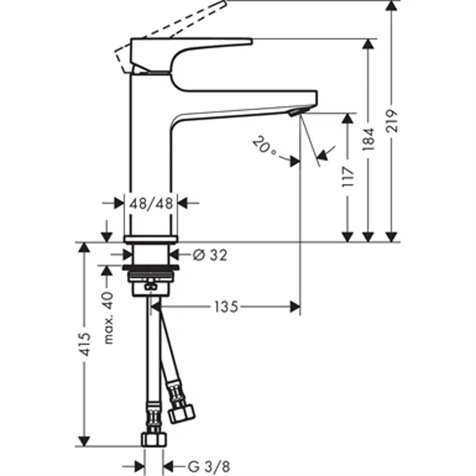 Metropol Single lever basin mixer 110 with loop handle and push-open waste set