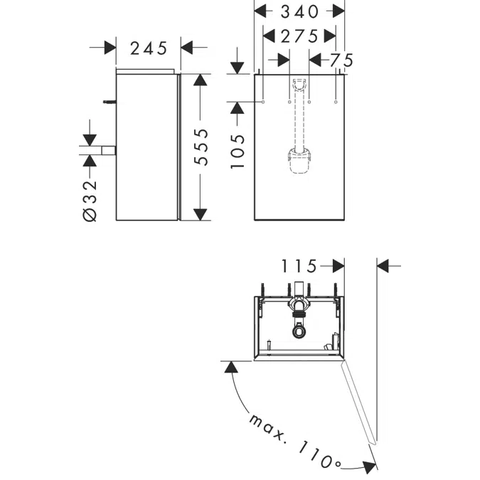 Xevolos E Vanity unit Matt White 340/245 for handrinse basin, door hinge right