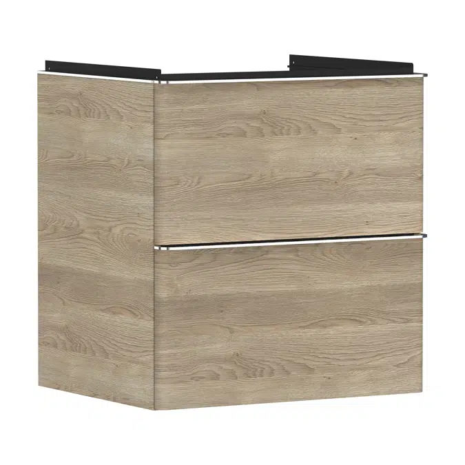 Xelu Q Vanity unit Natural Oak 580/475 with 2 drawers for washbasin