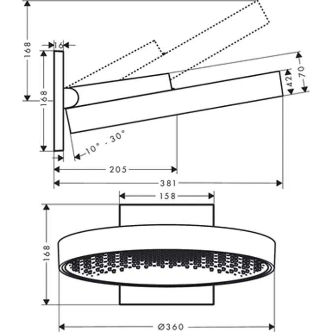 Rainfinity Overhead shower 360 1jet with wall connector