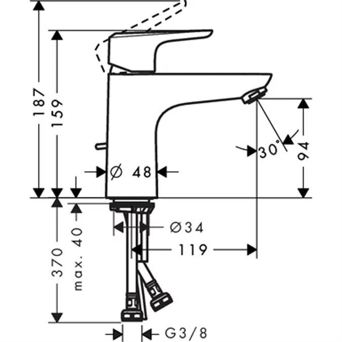 Ecos Single lever basin mixer L KF