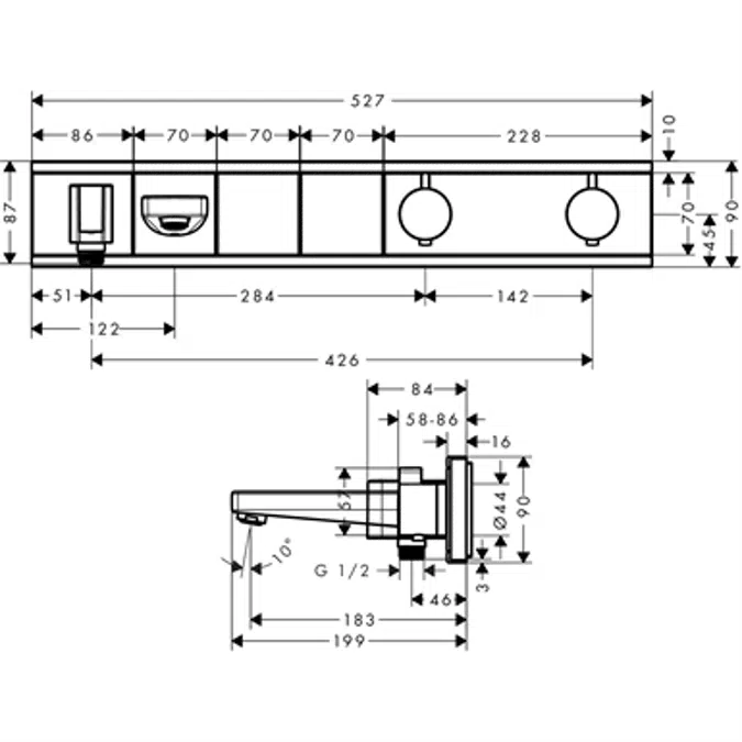 RainSelect Thermostat Unterputz für 2 Verbraucher Wanne 15359400