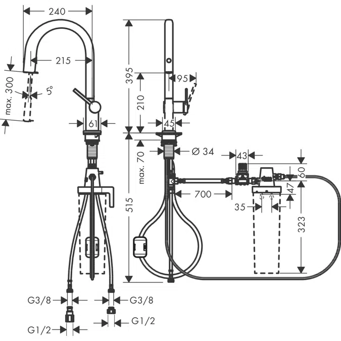 Aqittura M91 FilterSystem 210, pull-out spout, 1jet