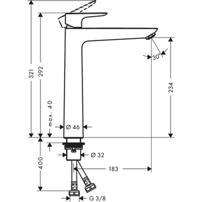 Talis E Single lever basin mixer 240 without waste set 71717000