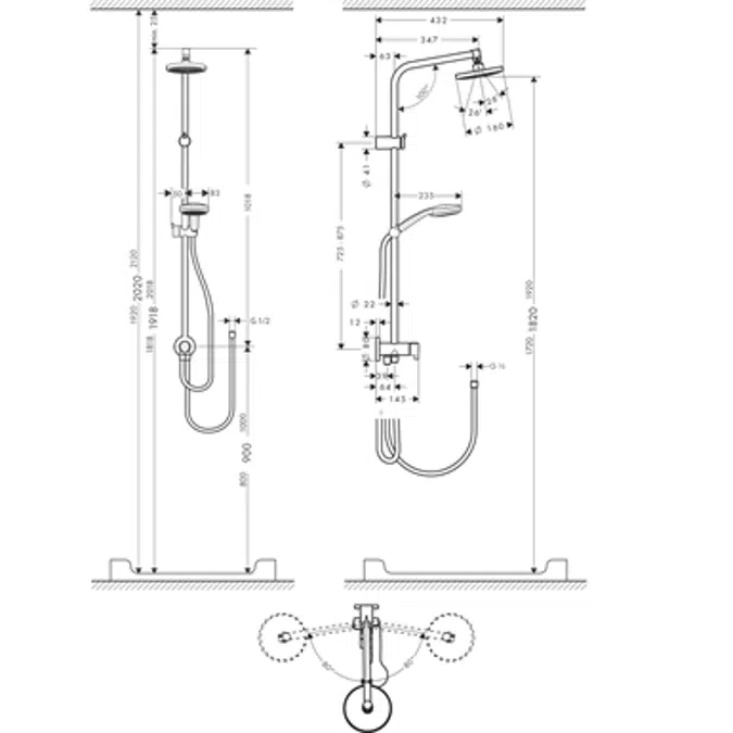 Croma Showerpipe 160 1jet Reno