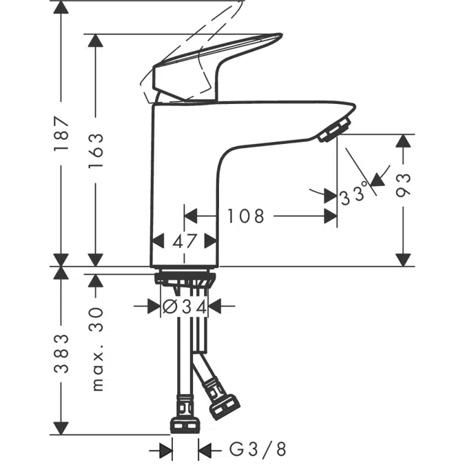 Logis Single lever basin mixer 100 CoolStart without waste set