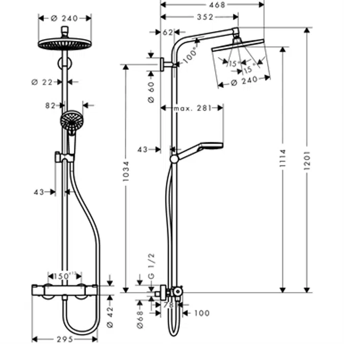 Crometta S Showerpipe 240 1jet with thermostat