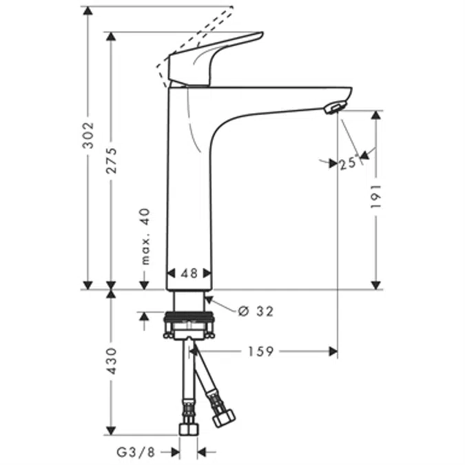 Focus Single lever basin mixer 190 without waste set