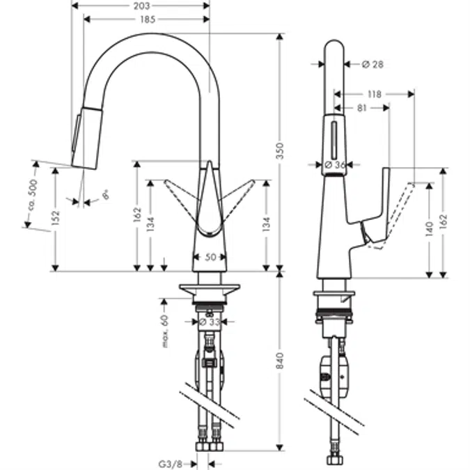 Talis S Single lever kitchen mixer 160 with pull-out spray