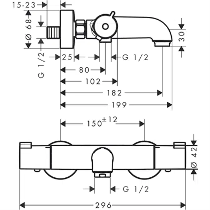 Ecostat Bath thermostat 1001 CL for exposed installation