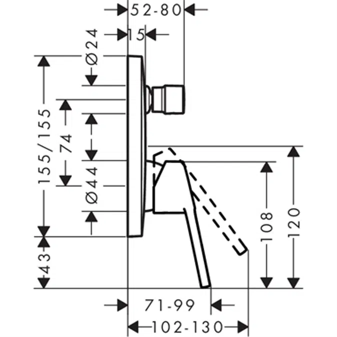 Logis Loop Single lever bath mixer for concealed installation