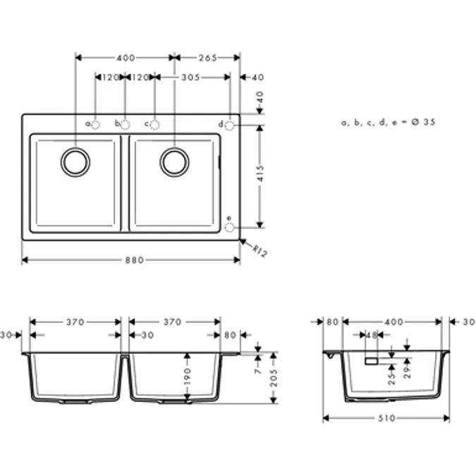 Built-in sink 370/370