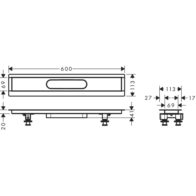 56010180 uBox universal Installation set 60 cm for tileable linear shower drains into the floor screed