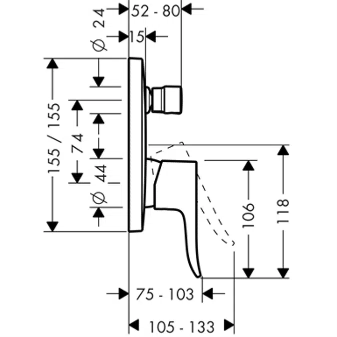 Metris Single lever bath mixer for concealed installation